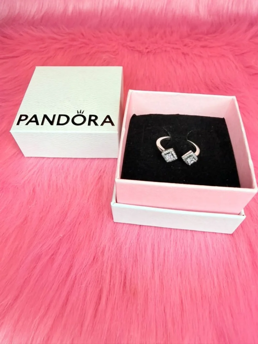 Pandora Sterling Silver Open Ring with Clear Cubic Zirconia - Silver